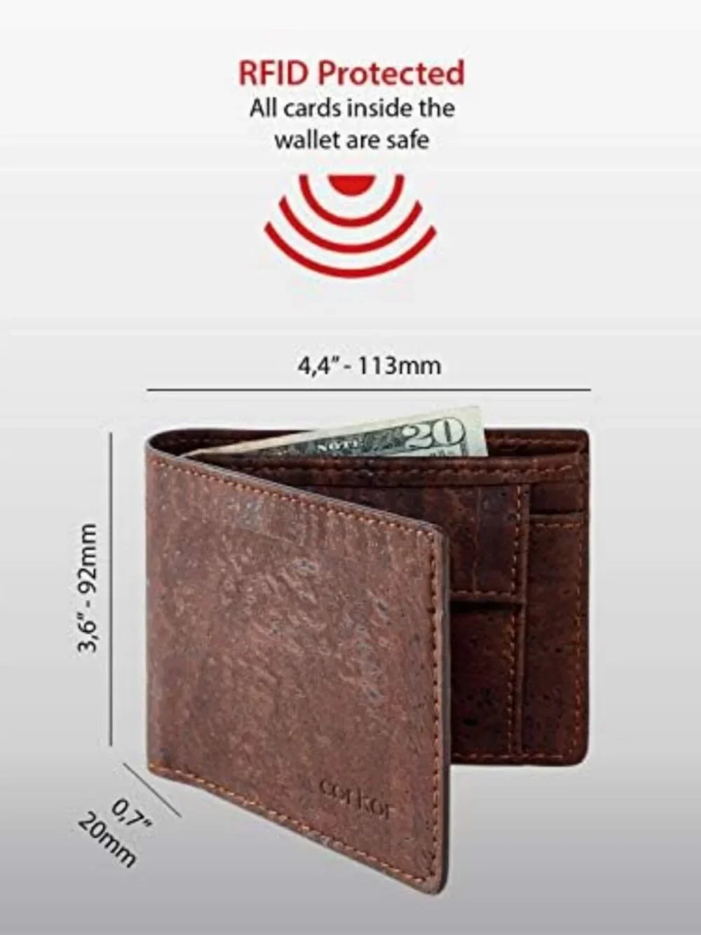 Vegan Leather RFID Wallet with Coin Pocket - Eco-Friendly & Cruelty-Free Brown